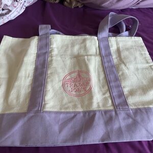 Trader Joe's Pastel Purple Lavender Large Canvas Tote Bag